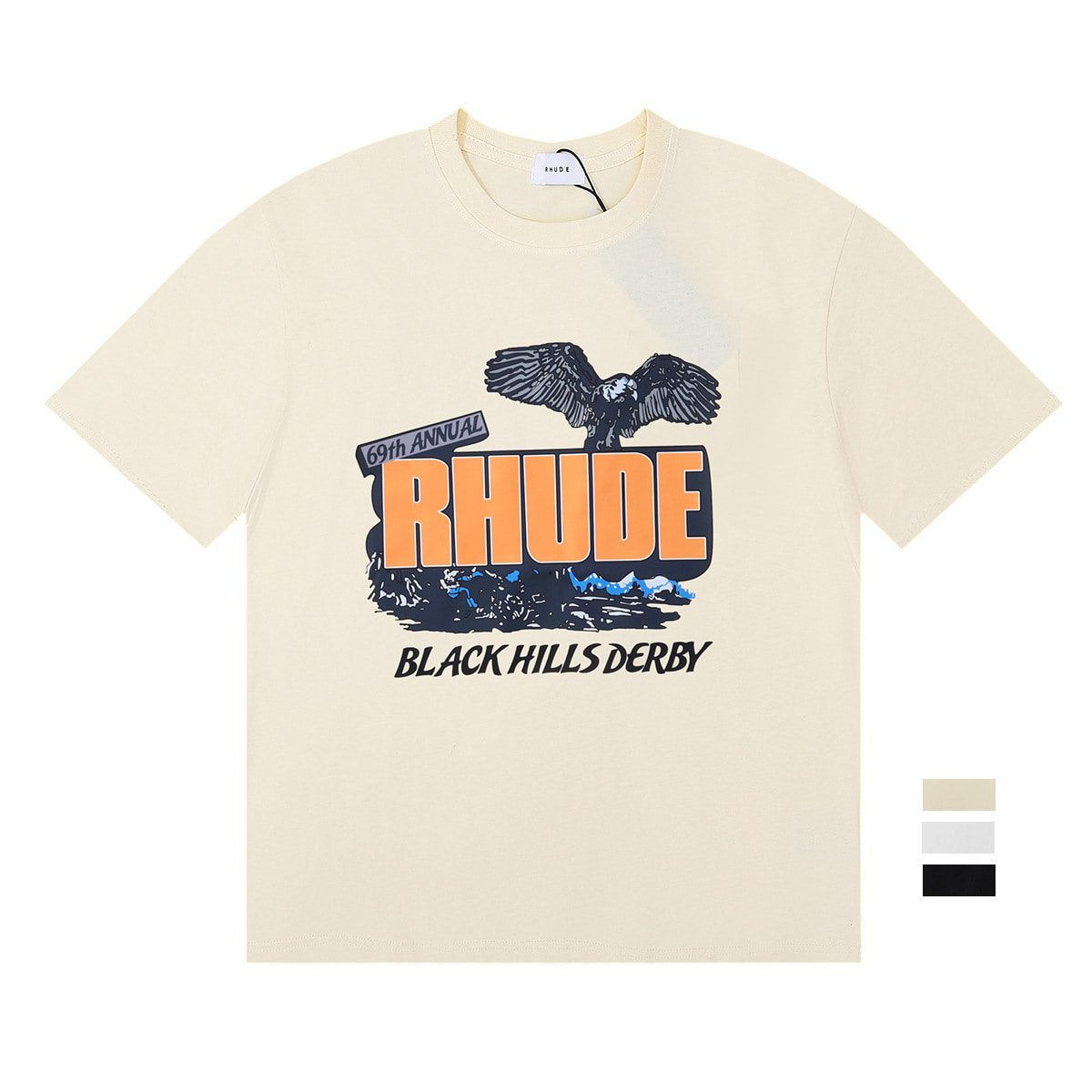 MZO Rhude Eagle 프린트 캐주얼 반팔 티셔츠(3color)