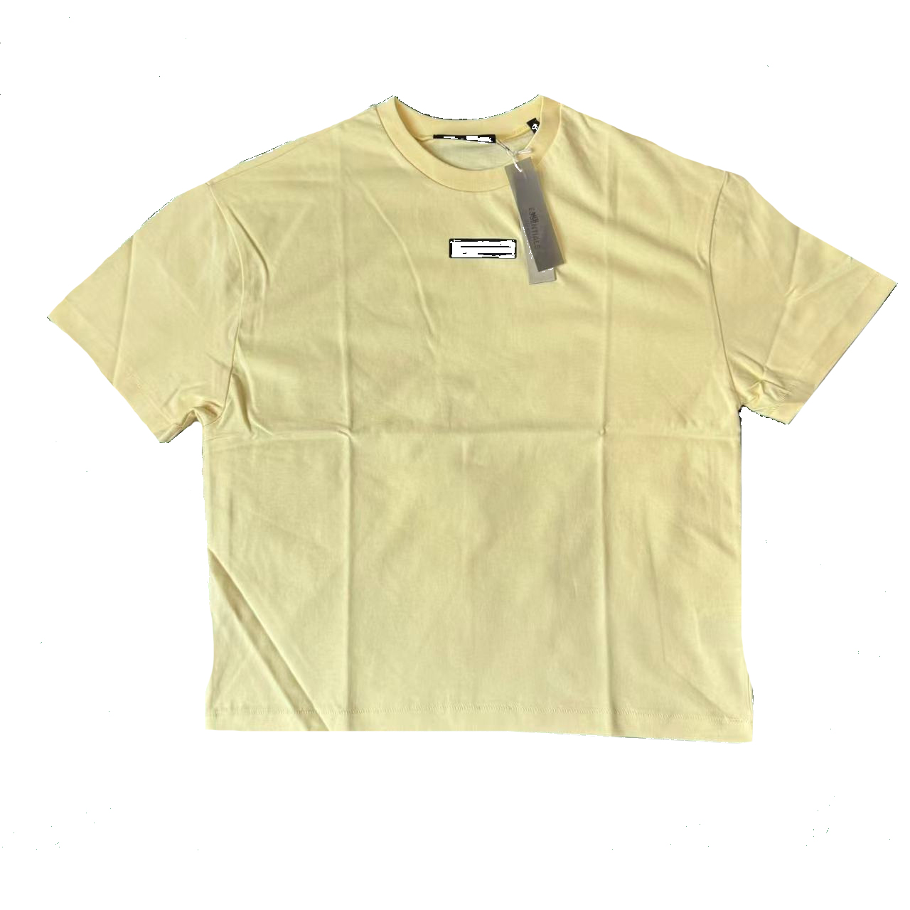 NAO FOG 멀티 라인 ESSENTIALS 가죽 라벨 여름 트렌디 티셔츠(4color)